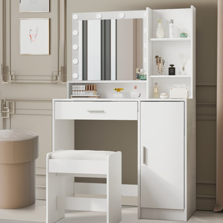 Latitude Run® Vanity Set with Stool and Mirror Wayfair Canada